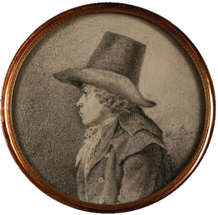 Portrait of a man in a hat seen in profile
