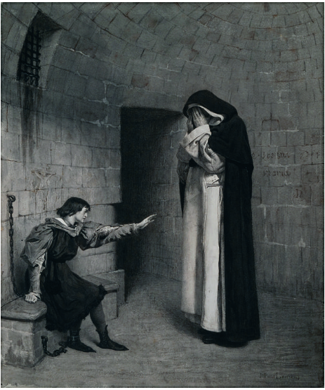 Maître Pierre enters Joan of Arc's cell